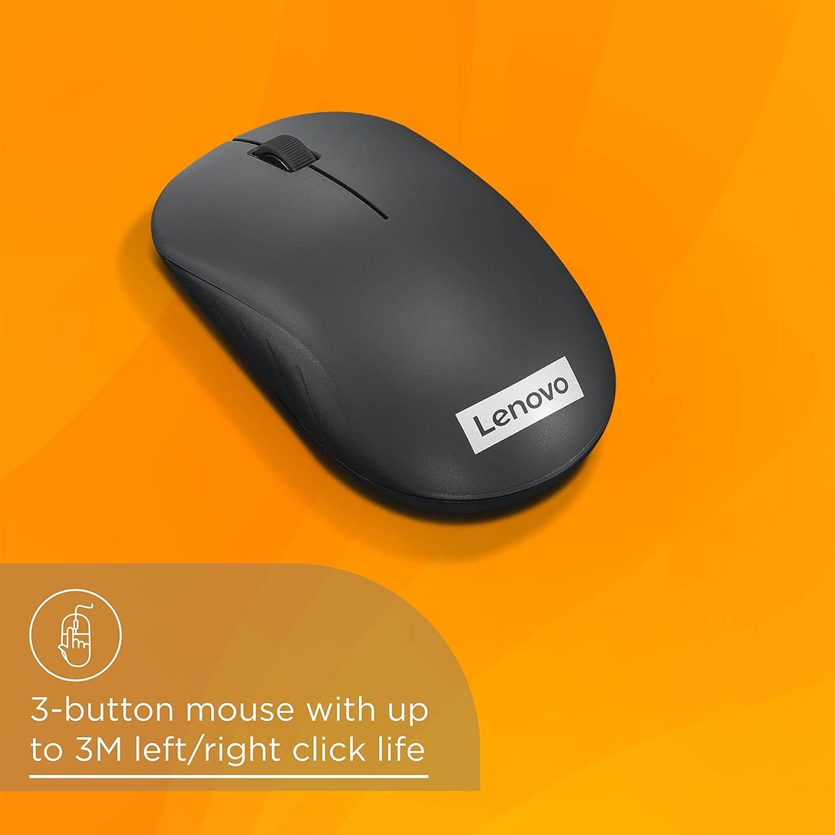 Lenovo 130 Wireless Compact Mouse, 1K DPI Optical sensor, 2.4GHz Wireless NanoUSB, 10m range, 3button(left,right,scroll) upto 3M left/right clicks, 10 month battery, Ambidextrous, Ergonomic (OPENBOX)