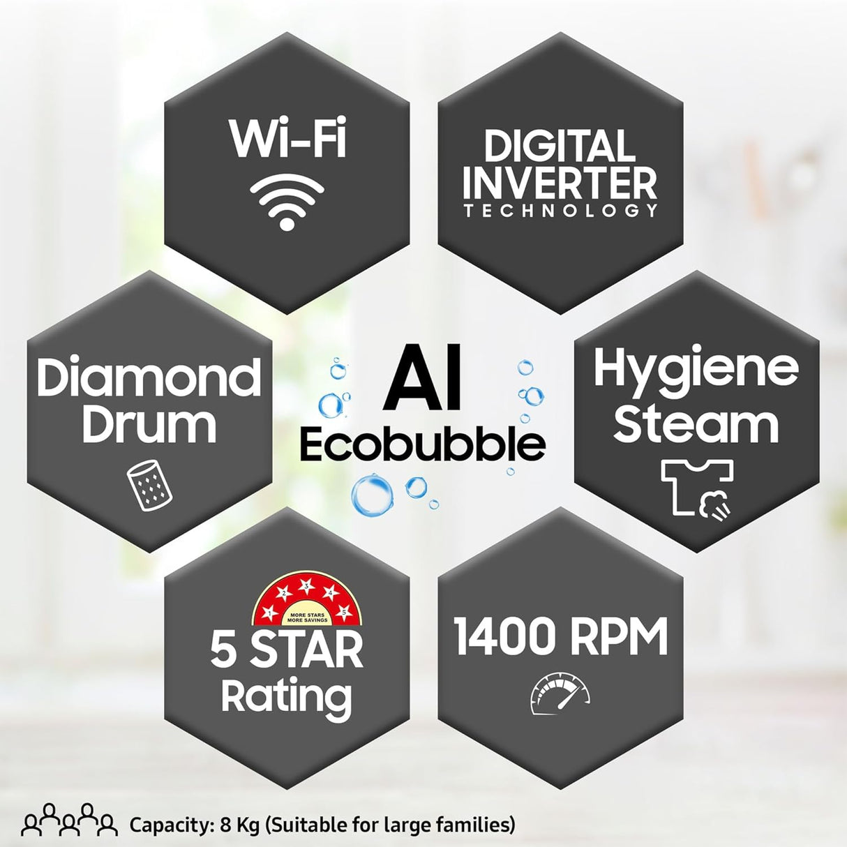 SAMSUNG 8 kg 5 Star Inverter Fully Automatic Front Load Washing Machine (WW80T504DAB1TL, AI Control Display, Black Caviar) (OPENBOX)