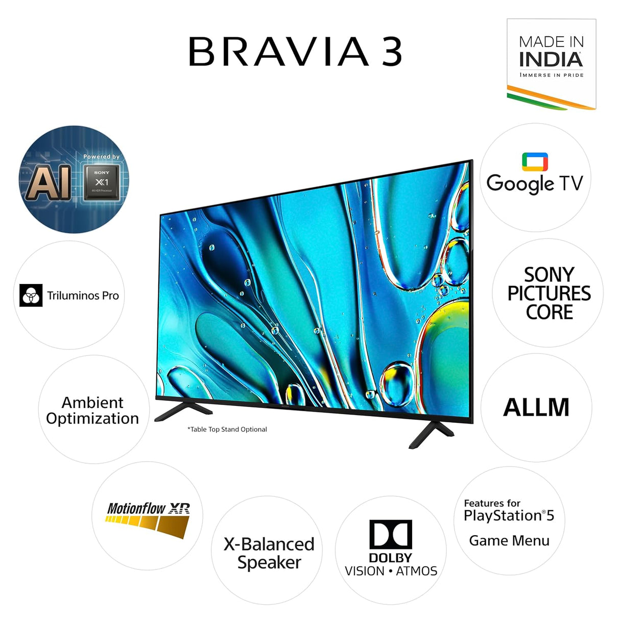 Sony LED BRAVIA 3 Series 189 cm (75 inch) 4K Ultra HD Smart Google TV (Model: K-75S30) (OPENBOX)