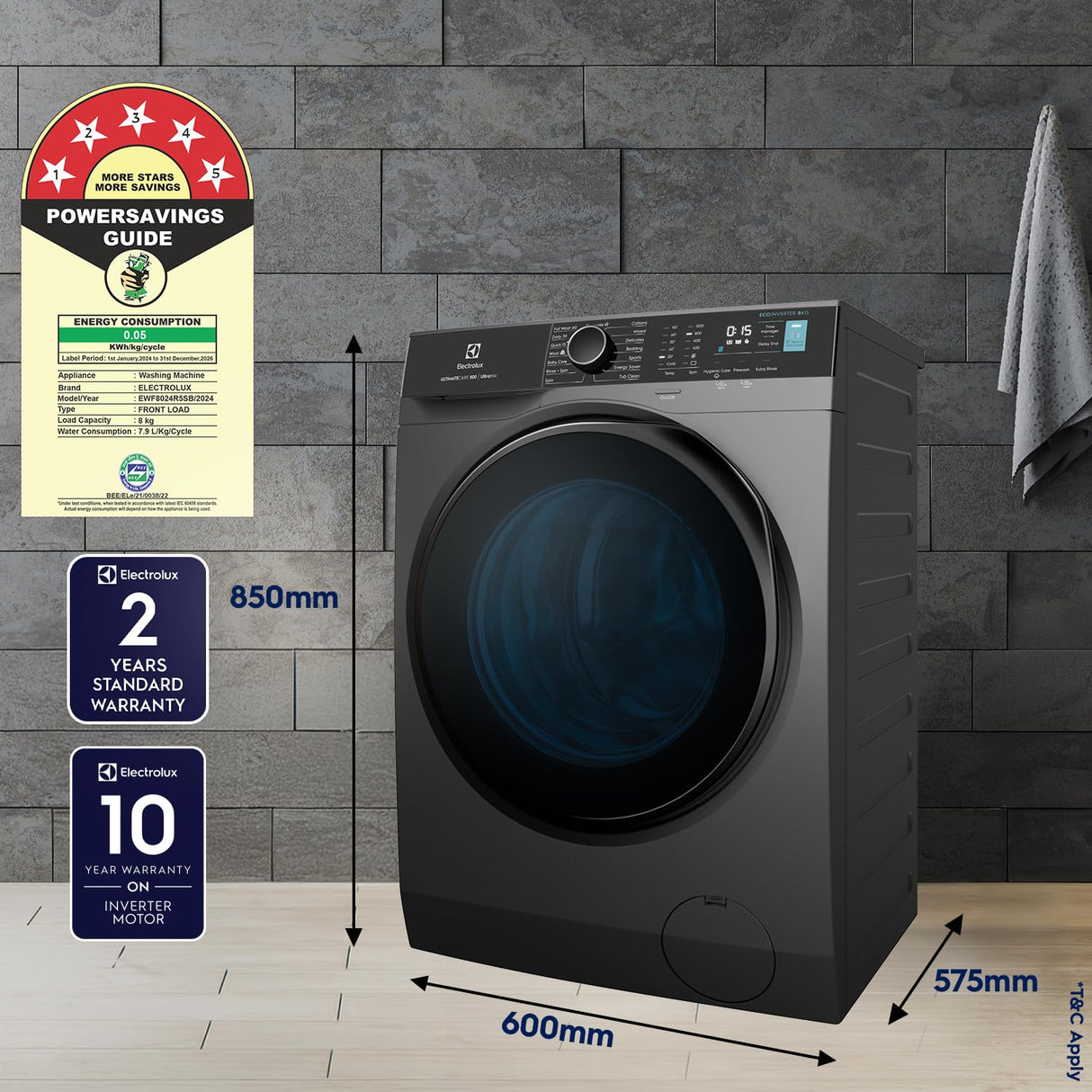 Electrolux 8 kg 5 Star Fully Automatic Front Load Washing Machine (OPENBOX)