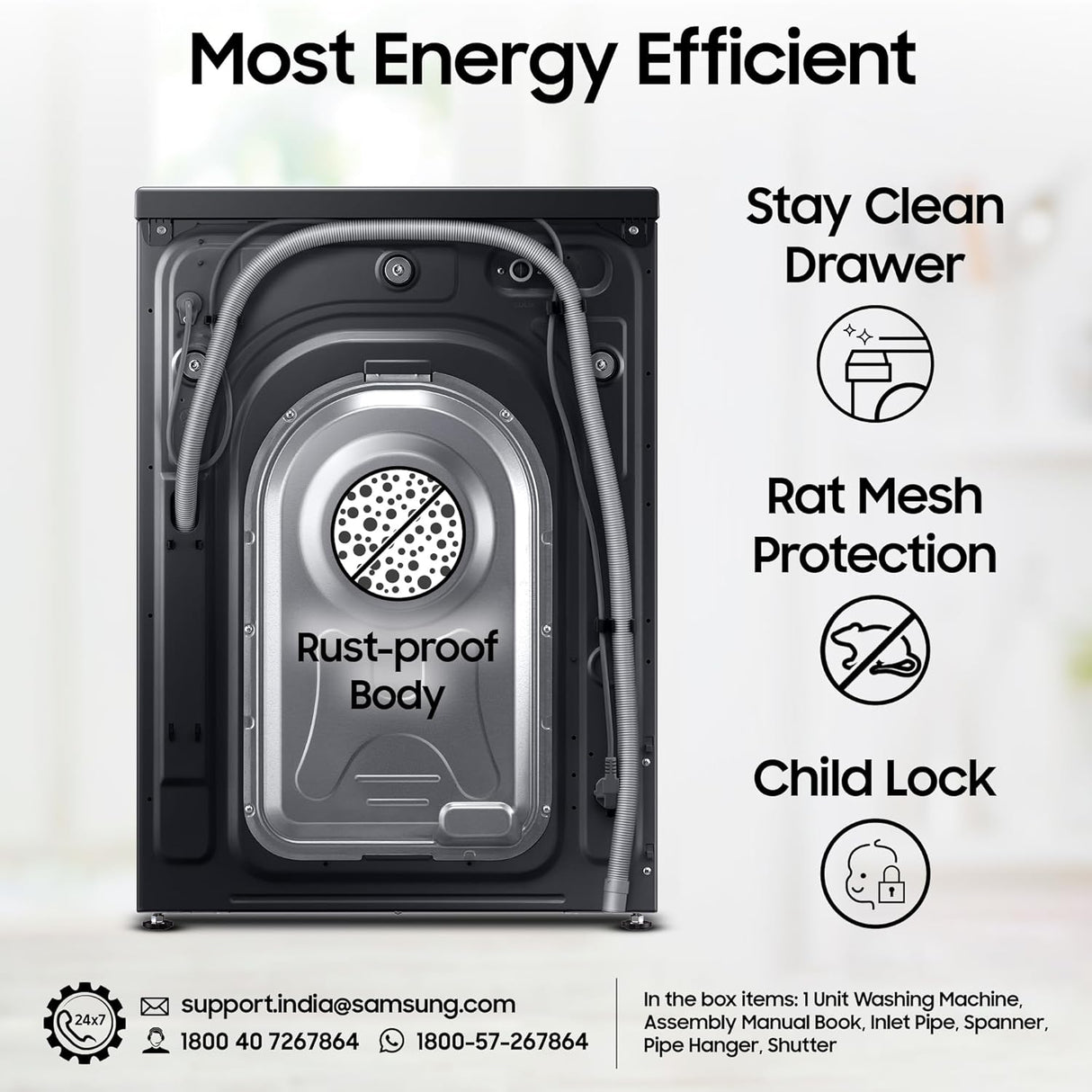 Samsung 12 kg, 5 Star, AI Control, Super Speed, Wi-Fi, Hygiene Steam with Inbuilt Heater, Digital Inverter, Fully-Automatic Front Load Washing Machine (WW12DG6B24ABTL, Black) (OPENBOX)