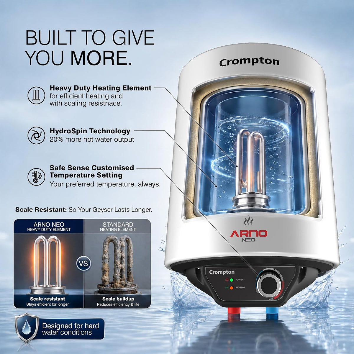 Crompton Arno Neo 10-L 5 Star Rated Storage Water Heater with Advanced 3 Level Safety National Energy Conservation Award Winner - OPEN BOX