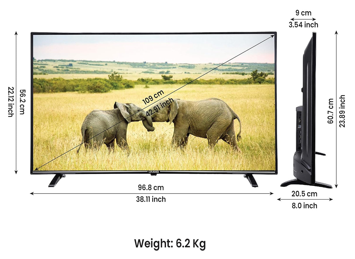 Croma 109 cm (43 inches) Fire TV 4K Ultra HD Smart LED TV (CREL7366, Black) (OPENBOX)
