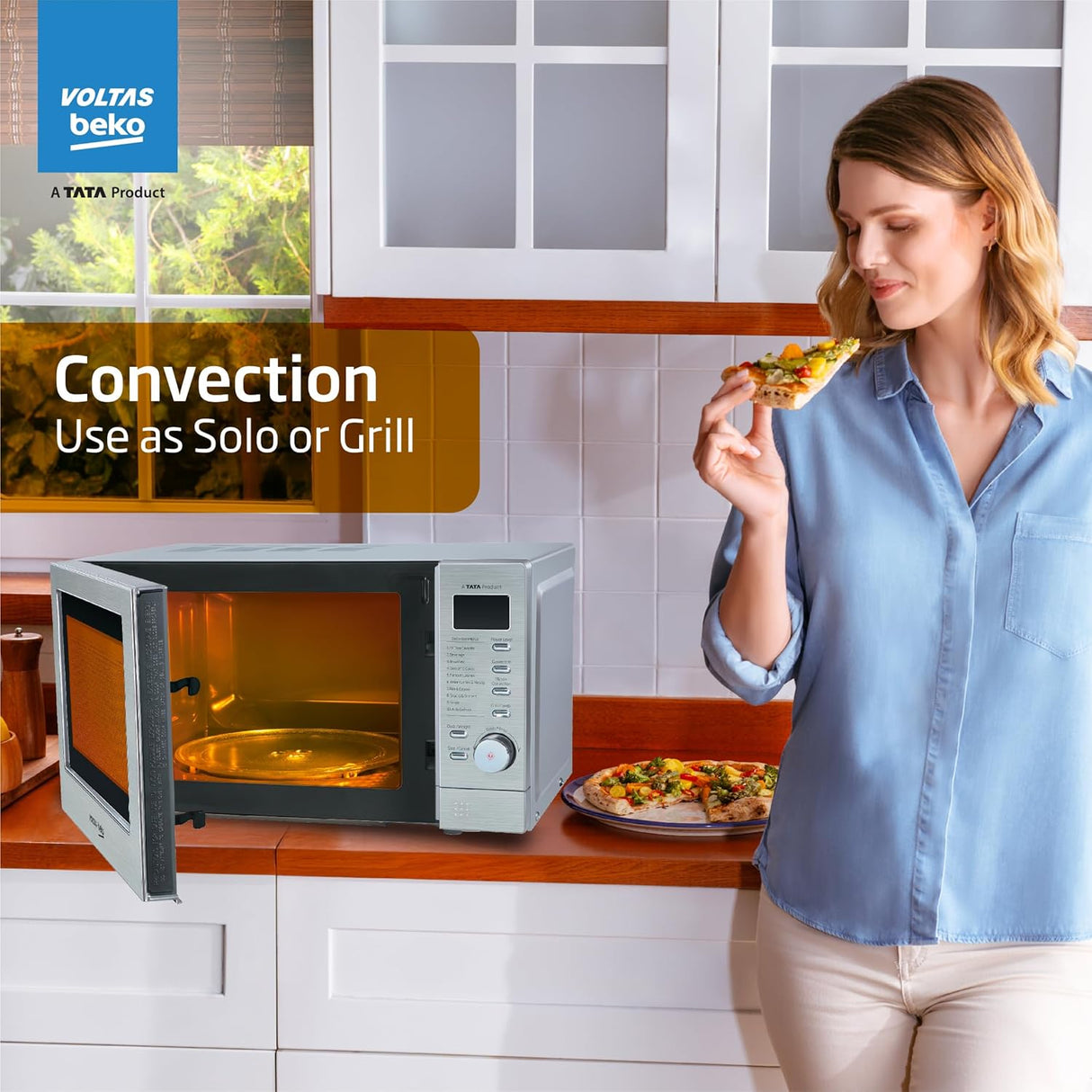 Voltas Beko 20 L Convection Microwave Oven, 10 power levels (MC20SD, Silver) - OPEN BOX