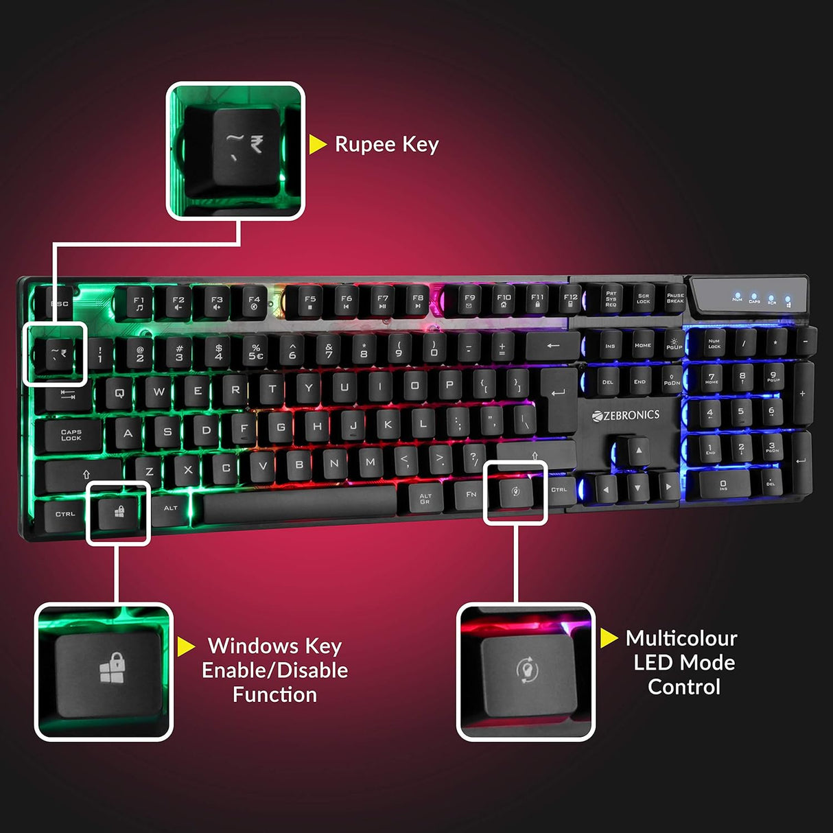 Zebronics Zeb-War Gaming Keyboard and Mouse Combo (OPENBOX)