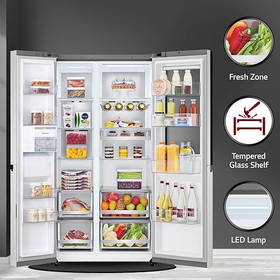 LG 655 Litres Frost-Free Inverter Compressor Wi-Fi Side-By-Side Door Refrigerator (GL-Q257BBSX) (OPENBOX)
