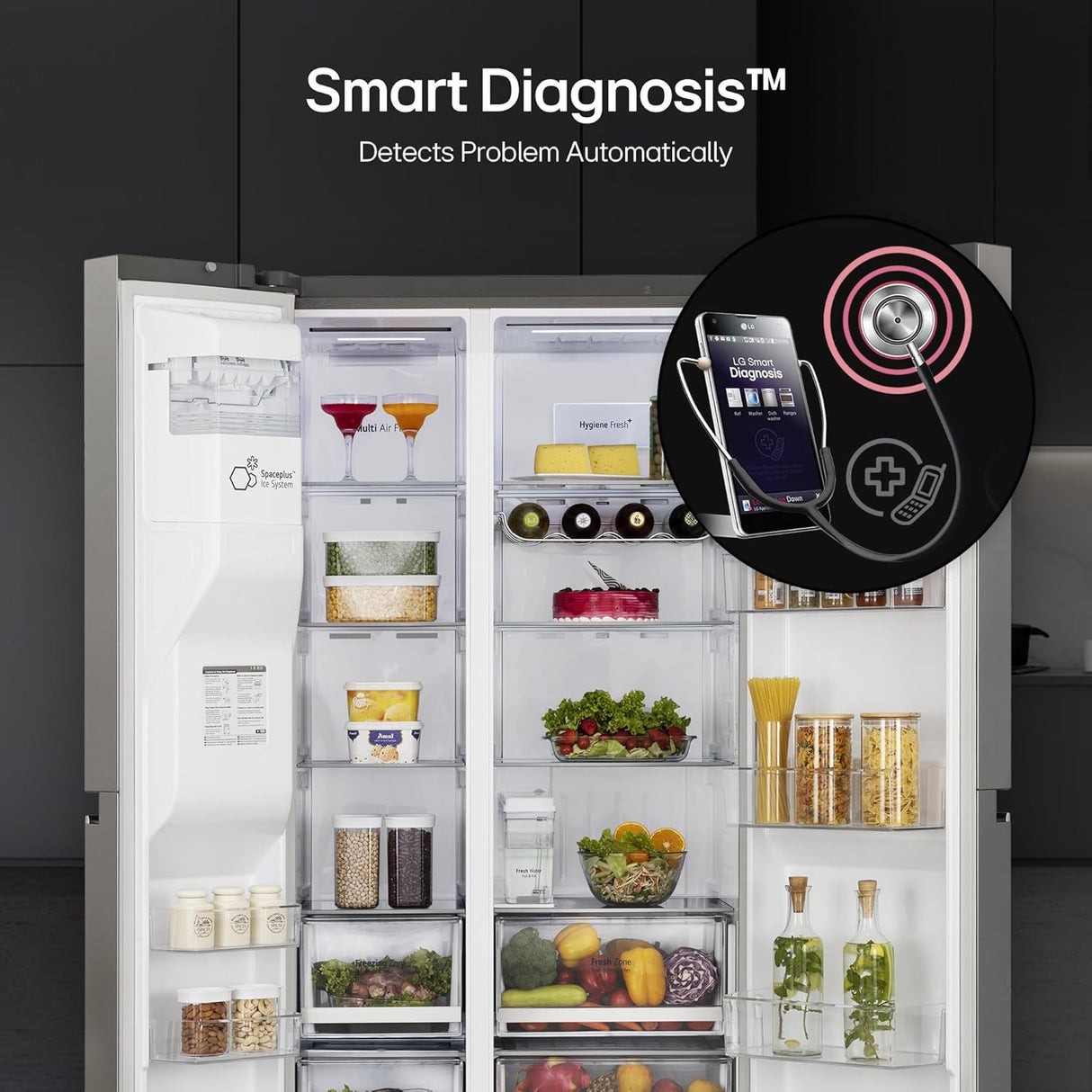 LG 630 Litres 3 Star Frost Free Side by Side Door Smart Wifi Enabled Refrigerator with Multi Air Flow (GL-L257CPZ3, Shiny Steel) (OPENBOX)