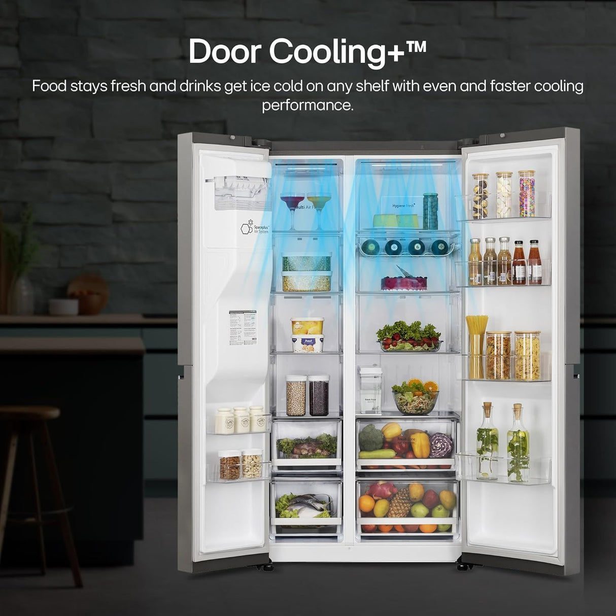 LG 630 Litres 3 Star Frost Free Side by Side Door Smart Wifi Enabled Refrigerator with Multi Air Flow (GL-L257CPZ3, Shiny Steel) (OPENBOX)