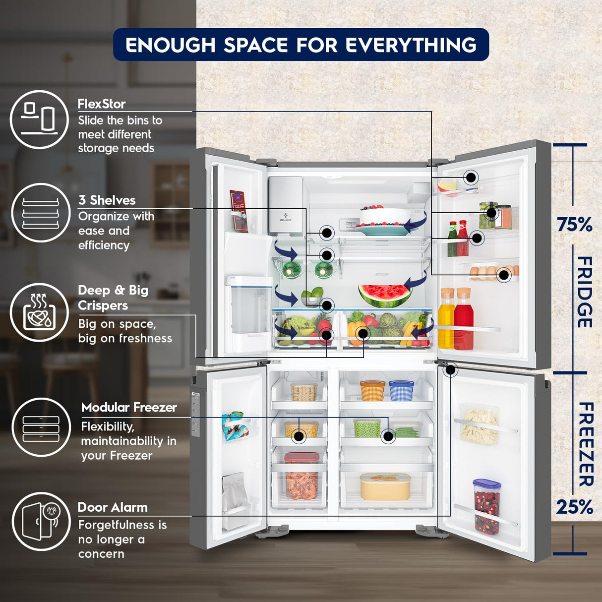 Electrolux UltimateTaste 900 680 Litres Frost Free French Door Refrigerator with Water Dispenser (EQE6879A-B NIN, Glossy Dark Grey) (OPENBOX)
