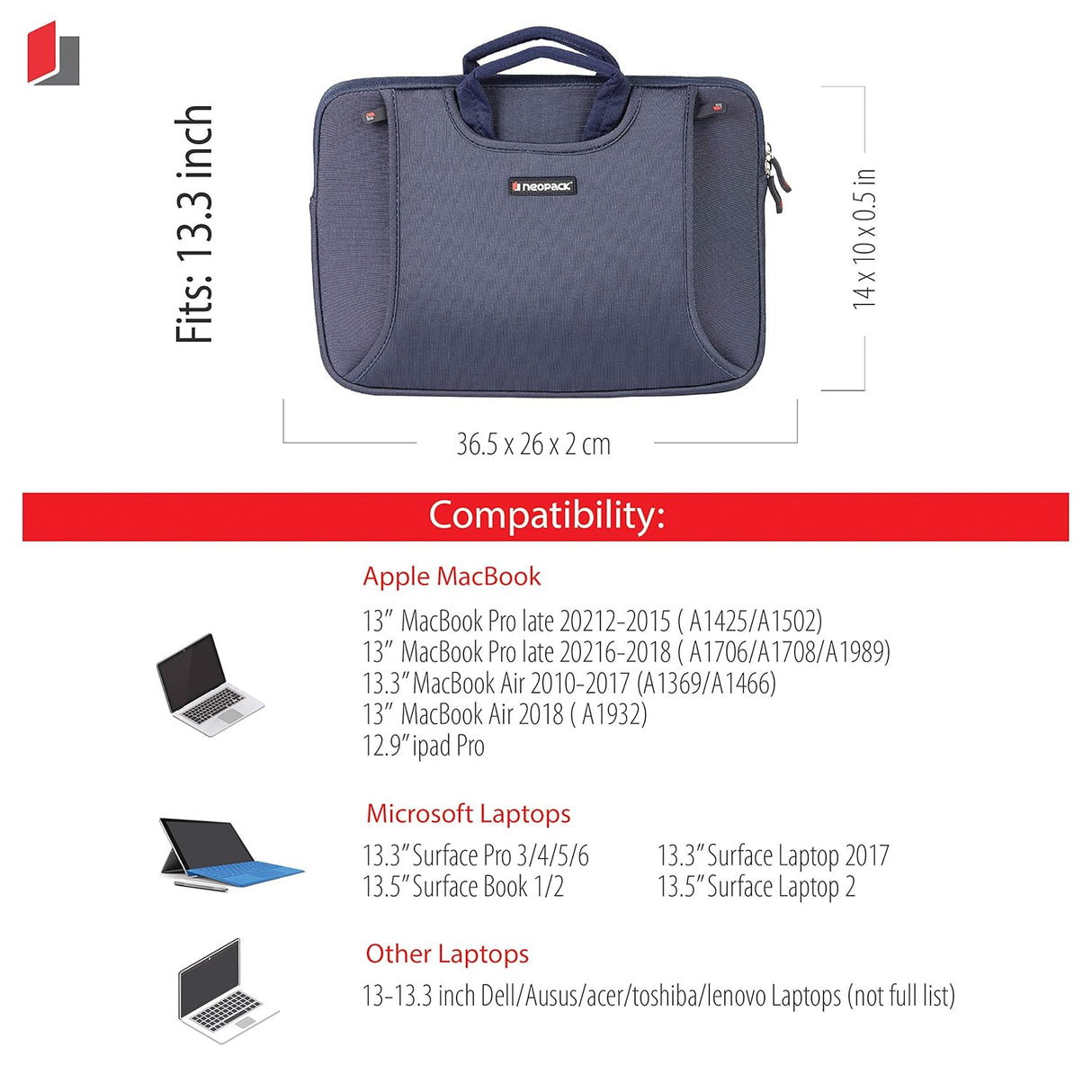 Neopack Handle Sleeve/Slim Bag for All 13 Inch Laptops/MacBook Pro & Air 13.3 inch - Blue (HP, Apple MacBook, Sony, Samsung, Lenovo, IBM, Asus, Toshiba, Compaq, Acer) (OPENBOX)