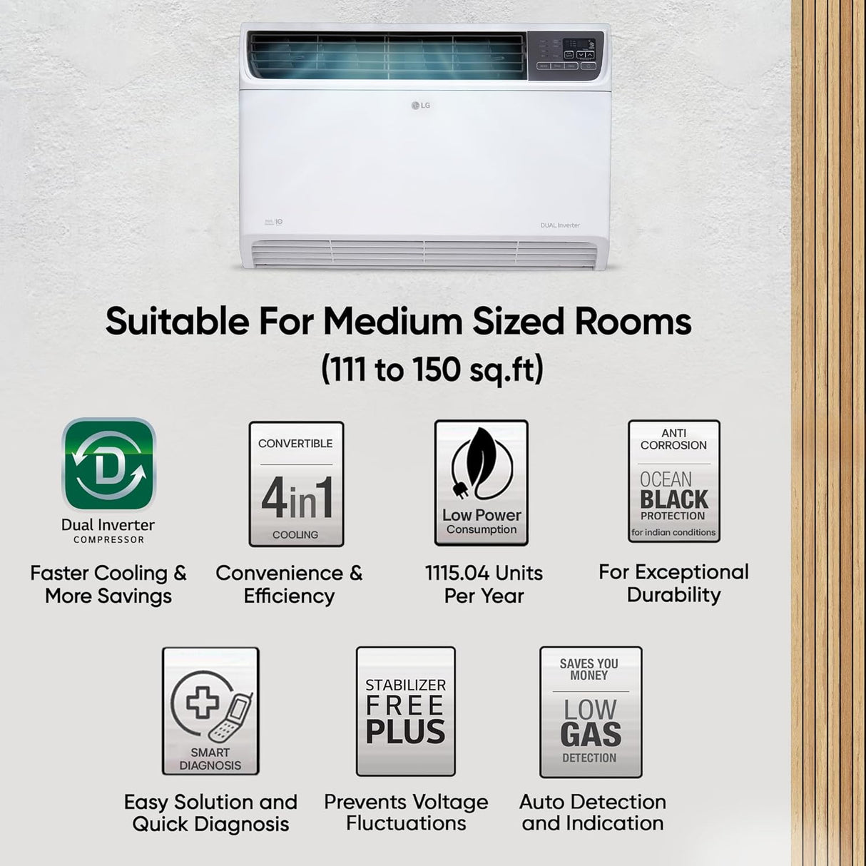 LG Window AC Inverter 1.5 Ton (UW-Q18WUXA 3 Star) 2025 Model (OPENBOX)
