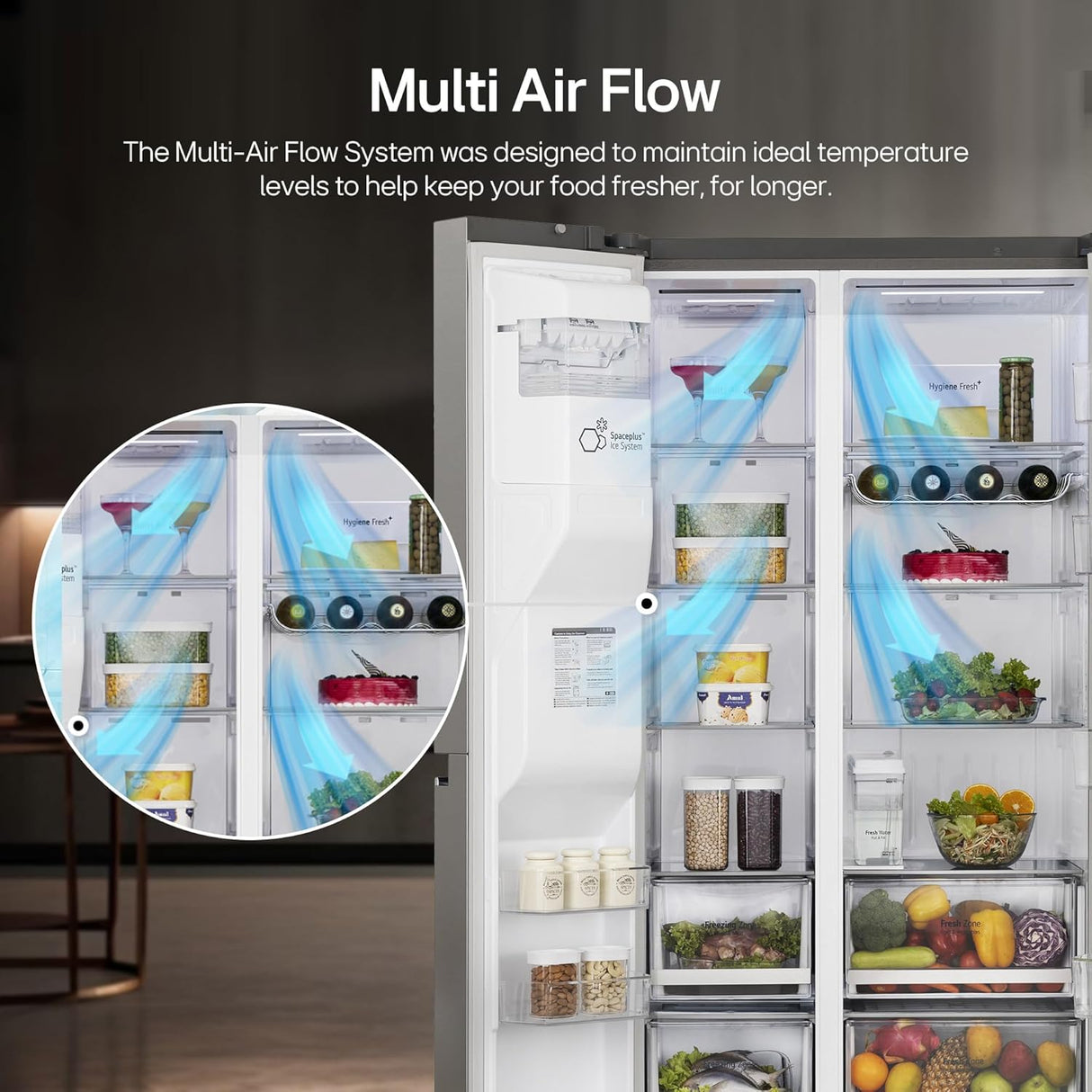 LG 630 Litres 3 Star Frost Free Side by Side Door Smart Wifi Enabled Refrigerator with Multi Air Flow (GL-L257CPZ3, Shiny Steel) (OPENBOX)