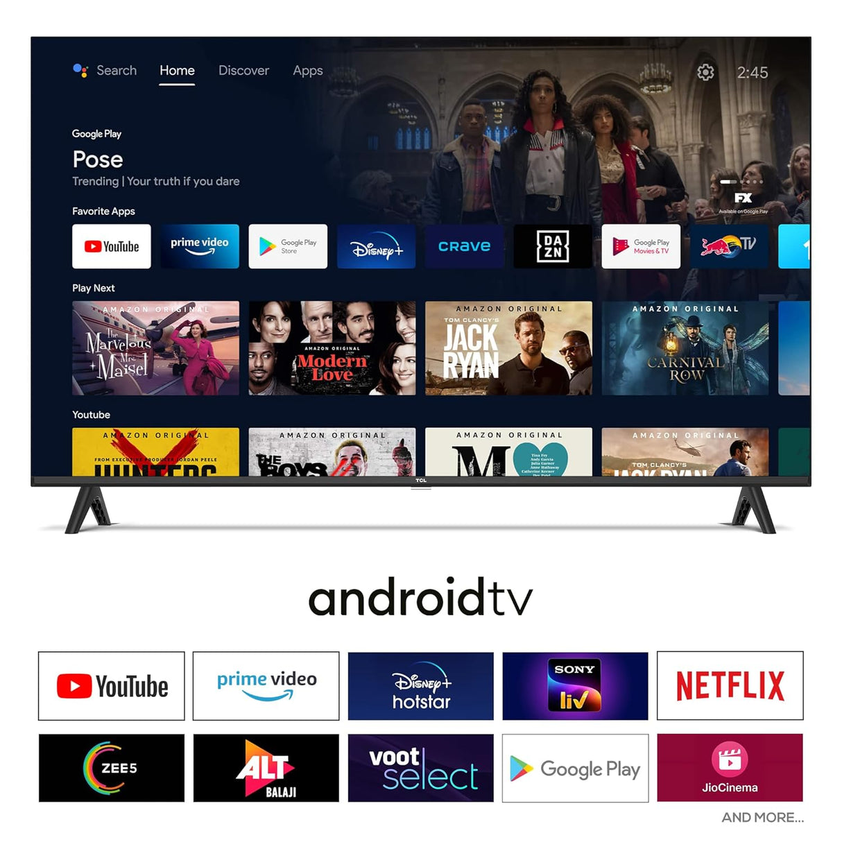 TCL 79.97 cm (32 inches) Metallic Bezel-Less S Series FHD Smart Android LED TV 32S5500AF (Black) (OPENBOX)