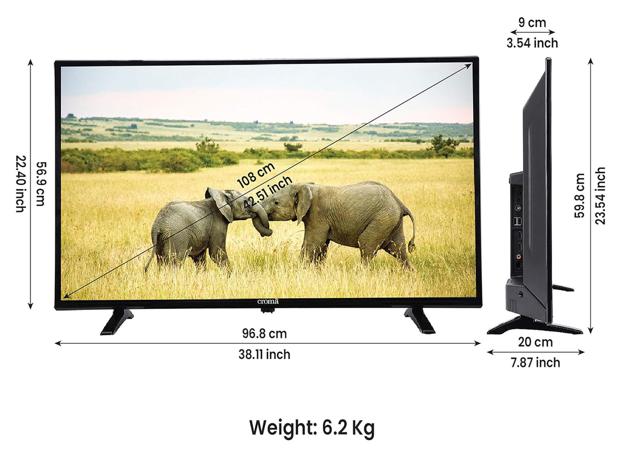 Croma 108 cm (43 inches) Fire TV Edition Full HD Smart LED TV (CREL7365, Black) (OPENBOX)