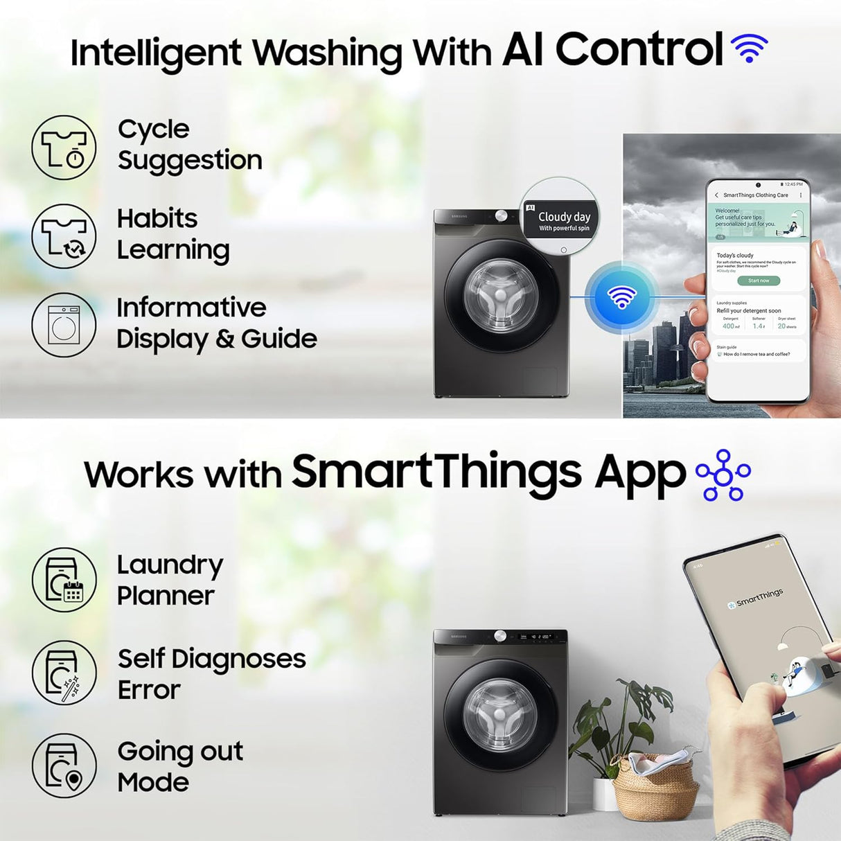 SAMSUNG 8 kg 5 Star Inverter Fully Automatic Front Load Washing Machine (WW80T504DAB1TL, AI Control Display, Black Caviar) (OPENBOX)