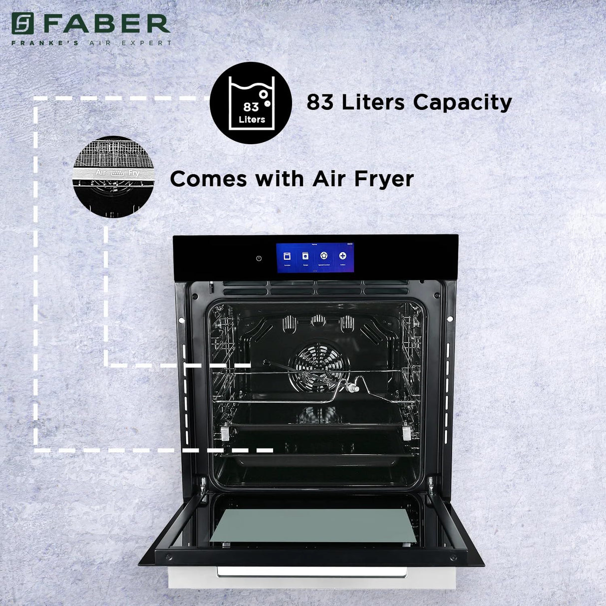 Faber 83L Built-In Microwave Oven with Built in oven with 18 functions | Auto Cook Menus & Auto Power Off Protection, Defrost & Combination Cooking | 1 Yr Warranty | FBIO 83L 18F TFT BK N (OPENBOX)