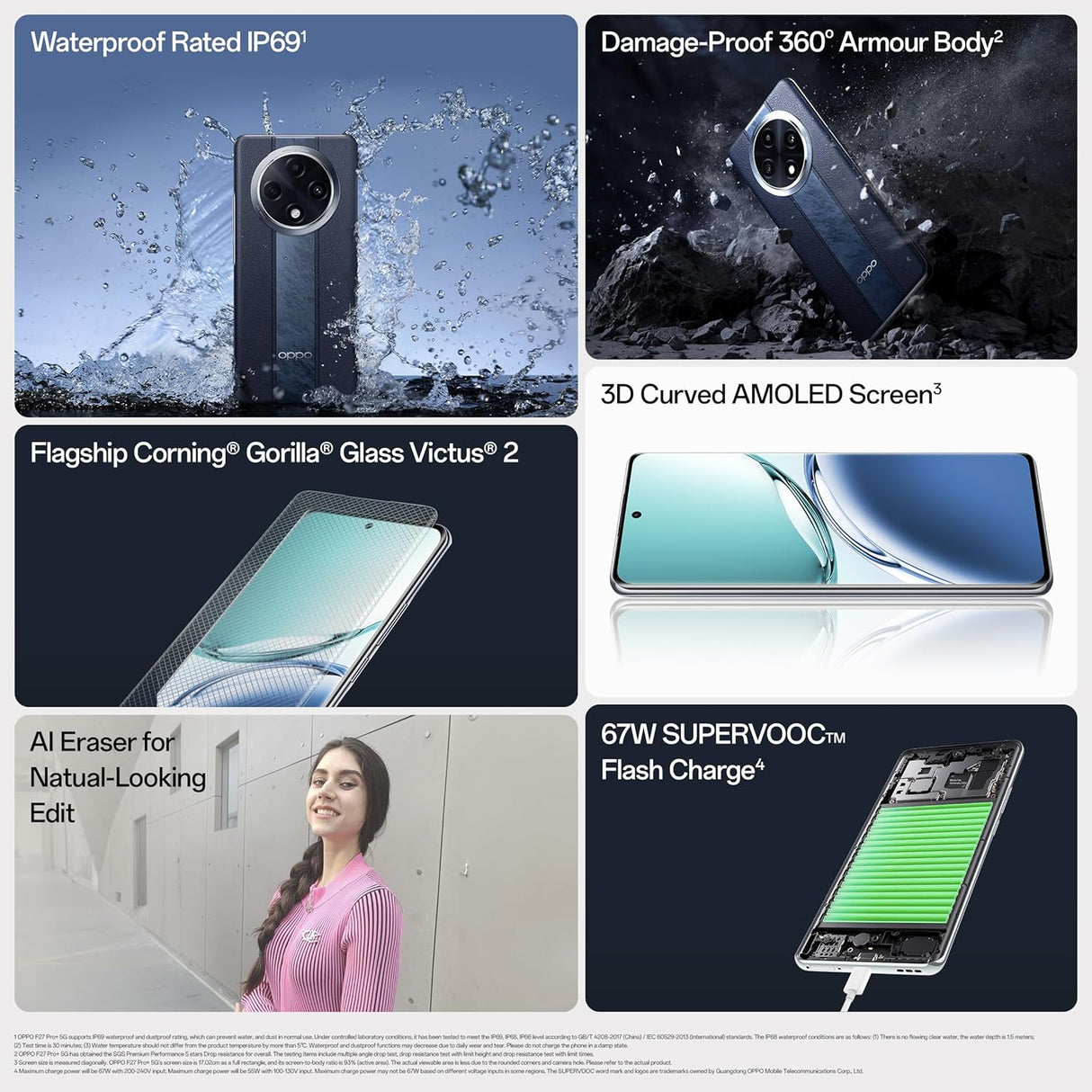 OPPO F27 Pro+ 5G (Dusk Pink, 8GB RAM, 256GB Storage)| 6.7 FHD+ AMOLED Toughest 3D Curved Display|64MP AI Featured Camera|IP69 | 67W SUPERVOOC (OPENBOX)