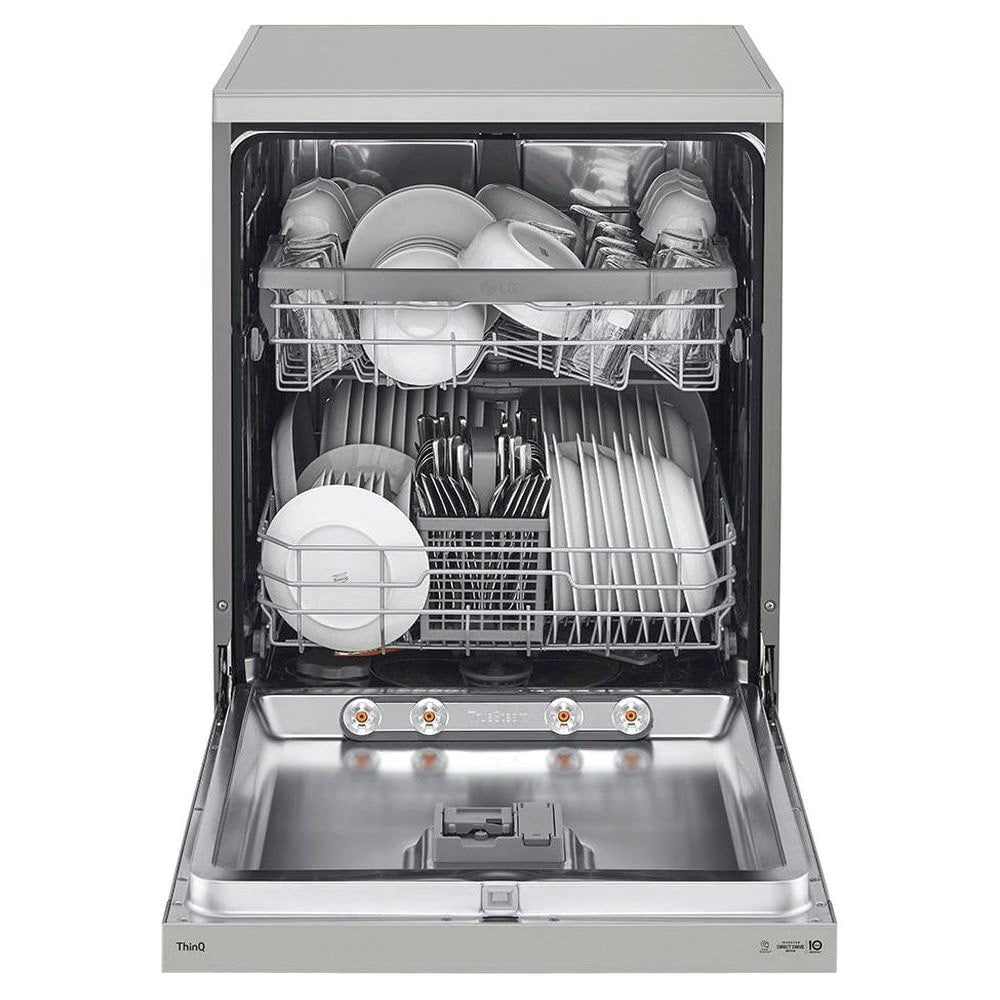 LG 14 Place Dishwasher, WiFi Enabled, True Steam, Quadwash, Inverter Direct Drive Technology, 4 washing arms, Silver (DFB532FP) - OPEN BOX