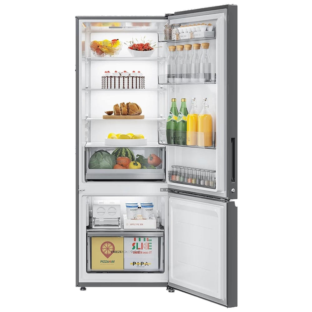Haier 325 litres 3 Star Double Door Refrigerator, Brush line Silver HRB-3753BBS-P