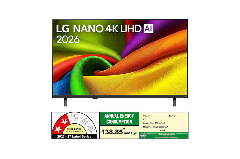 108 cm (43) LG NANO 4K UHD AI TV NU880 2026 - OPEN BOX