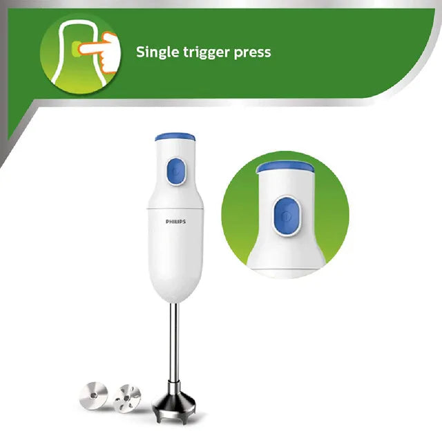 PHILIPS Daily Collection 250 Watt Hand Blender with 2 Attachments (Safety Carry Lock, Blue & White)