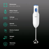 PHILIPS Daily Collection 250 Watt Hand Blender with 2 Attachments (Safety Carry Lock, Blue & White)