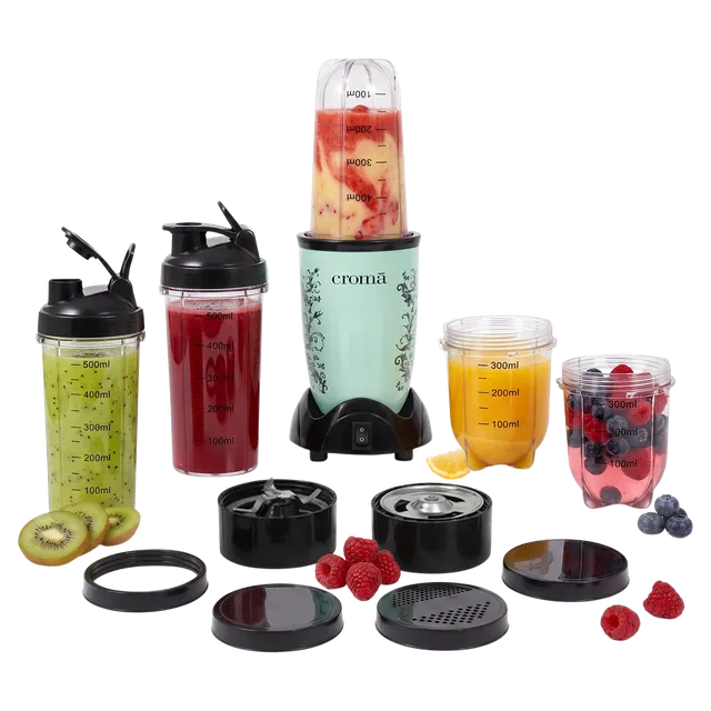 Croma Nutri 450 Watt 5 Jars Blender (21500 RPM, Overload Protection, Teal Green) - OPEN BOX