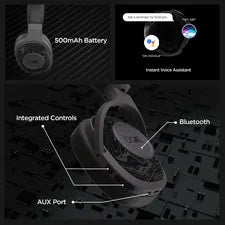 boAt Rockerz 550 Bluetooth Headphone without Mic (Dual Connectivity, Over Ear, Black)