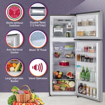 LG 340 Litres 2 Star Frost Free Double Door Convertible Refrigerator with Multi Air Flow System (GL-S342SPZY, Shiny Steel)