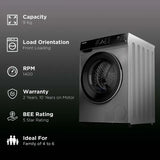 TOSHIBA 9 kg 5 Star Fully Automatic Front Load Washing Machine (TW-BJ100M4-IND(SK), In-Built Heater, Silver)-OPEN BOX