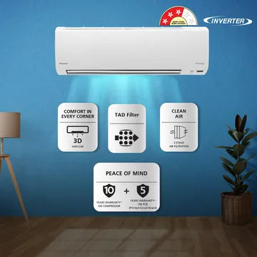 DAIKIN Standard Plus 1.5 Ton 3 Star Inverter Split AC (Copper Condenser, Air Purification Filter, ATKL50UV)
