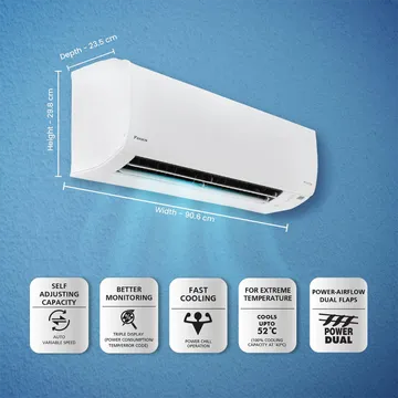 DAIKIN Standard Plus 1.5 Ton 3 Star Inverter Split AC (Copper Condenser, Air Purification Filter, ATKL50UV)
