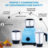 Croma 500 Watt 3 Jars Mixer Grinder (19000 RPM, Shock Proof Body, Blue) - OPEN BOX