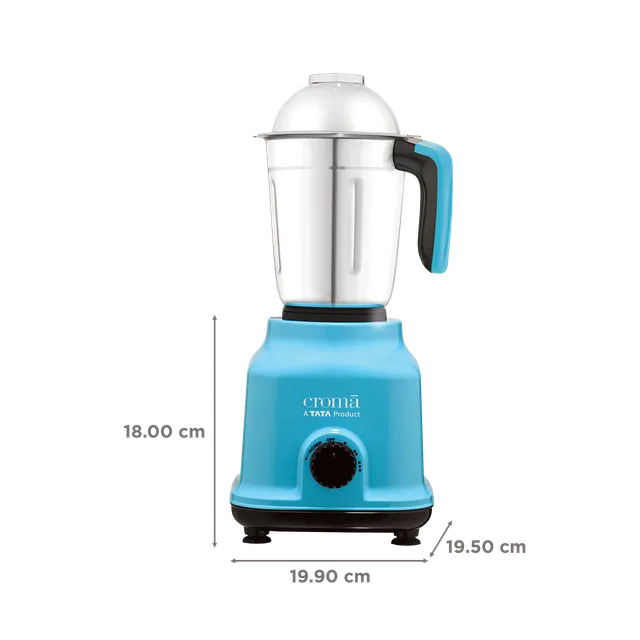 Croma 500 Watt 3 Jars Mixer Grinder (19000 RPM, Shock Proof Body, Blue) - OPEN BOX