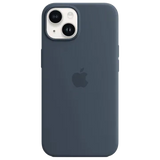Apple Soft Silicone Back Cover for Apple iPhone 14 (MagSafe Charging Support, Storm Blue) (OPENBOX)