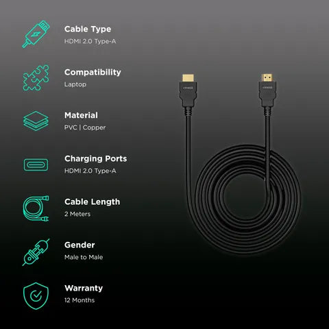 Croma 4K HDMI 2.0 Cable (Model: CRSP4KPACA266201)