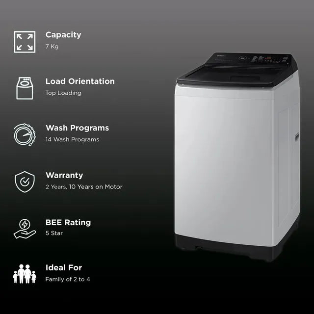 SAMSUNG 7 Kg 5 Star Wi-Fi Inverter Fully Automatic Top Load Washing Machine (WA70BG4582BYTL, Ecobubble Technology, Lavender Grey)- OPEN BOX