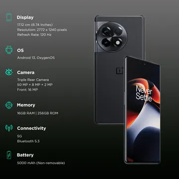 OnePlus 11R 5G (Sonic Black, 256 GB)  (16 GB RAM)