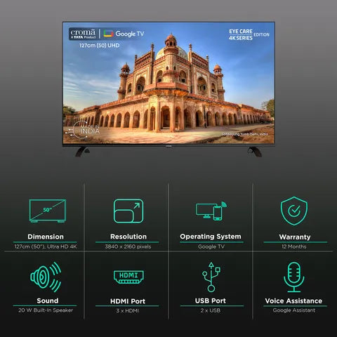 Croma 127 cm (50 inch) 4K Ultra HD LED Google TV (model 50UGC24601)