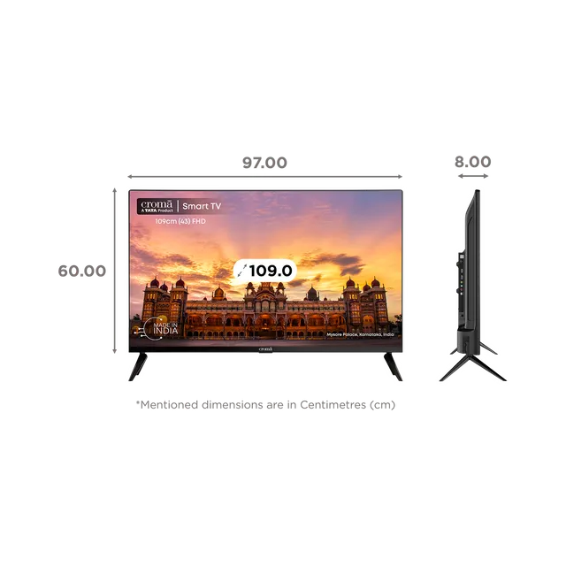 Croma 109 cm (43 inch) Full HD LED Smart TV with Bezel Less Display (CREL43FSD24601, 2023 Model)