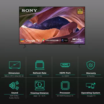 Sony 189.3 cm (75 inch) 4K Ultra HD LED Smart TV (75X82L)