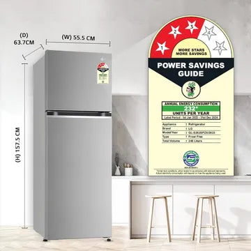 LG 246 Litres 3 Star Frost Free Double Door Convertible Refrigerator with Smart Diagnosis (GL-S262SPZX.DPZZEB, Shiny Steel)