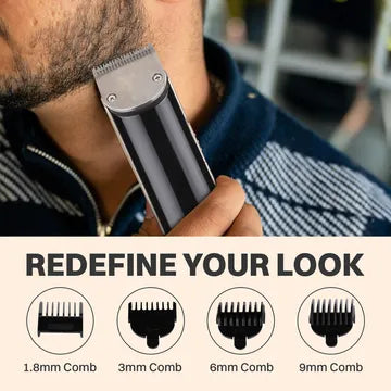 Croma 4 in 1 Rechargeable Cordless Wet and Dry Trimmer for Beard for Men (Self Sharpening Technology, Black)