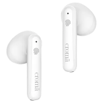 Croma TWS Earbuds with Environmental Noise Cancellation (IPX4 Waterproof, Fast Charging, White and Grey)