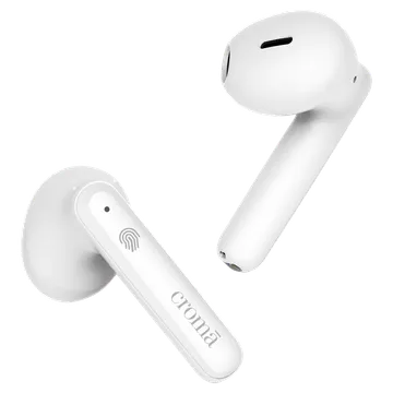 Croma TWS Earbuds with Environmental Noise Cancellation (IPX4 Waterproof, Fast Charging, White and Grey)