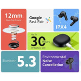 Redmi Buds 4 Active M2232E1 TWS Earbuds with Environmental Noise Cancellation (IPX4 Water Resistant, Fast Charging, Bass Black)(OPENBOX)