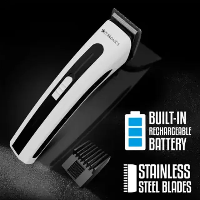 ZEBRONICS ZEB-HT51 Cordless Dry Trimmer for Beard and Moustache with 3 Length Settings for Men (45mins Runtime, Adjustable Trimming Range, White and Black)
