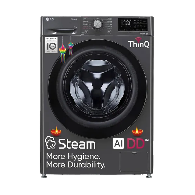LG 9 kg 5 Star Inverter Fully Automatic Front Load Washing Machine (Vivace Pro, FHP1209Z5M.AMBQEIL, AI Direct Drive Technology, Middle Black)-open box
