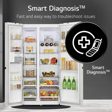 LG 650 Litres 3 Star Frost Free Side by Side Refrigerator with Smart Inverter Compressor (GLB257DLW3, Linen White)