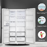 LG 650 Litres 3 Star Frost Free Side by Side Refrigerator with Smart Inverter Compressor (GLB257DLW3, Linen White)